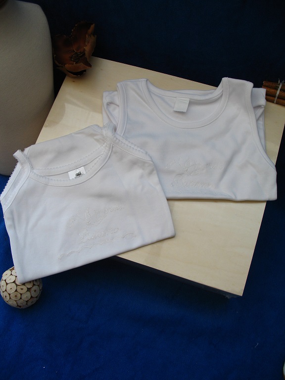 Body coton blanc à bretelle ou marcel pour fille Meu Batismo Réf.BODYBRETELLE - Boutique la Mélinda