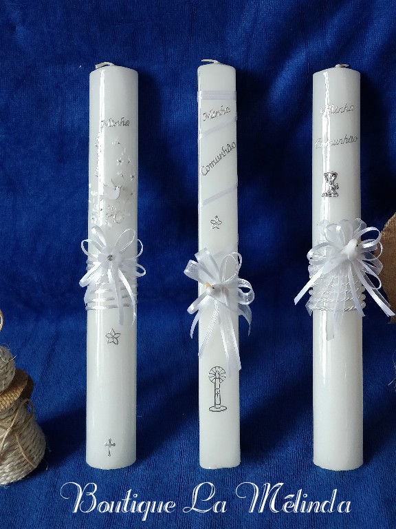 bougie communion, baptême portugais, bougie baptême communion