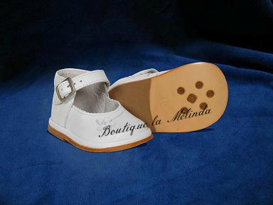 Accessoires Cérémonie baptême ou Mariage - Chaussures Cuir de Cérémonie pour assortir vos tenues - Blanc - Réf. ORIANE - Boutique la Mélinda