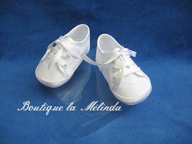 Chaussure tissu souple cérémonie baptême BABY BOY pour assortir vos tenues de cérémonie blanche Réf. NICOLAS - Boutique la Mélinda