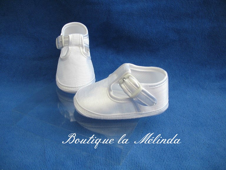 Chaussure tissu souple cérémonie baptême BABY BOY pour assortir vos tenues de cérémonie blanche Réf. WILL - Boutique la Mélinda