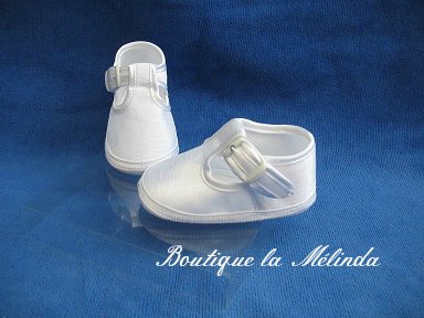 Chaussure tissu souple cérémonie baptême BABY BOY pour assortir vos tenues de cérémonie blanche Réf. WILL - Boutique la Mélinda