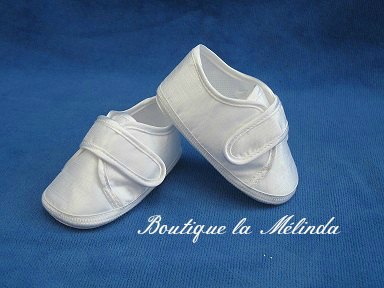 Chaussure tissu souple cérémonie baptême pour assortir vos tenues de cérémonie blanche Réf. JACK - Boutique la Mélinda