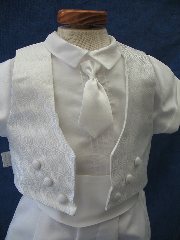 Costume de cérémonie 5 pièces Blanc, ensemble de tenue pour une cérémonie Réf. LEON - Boutique la Mélinda