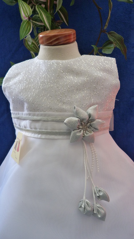 ROBE CEREMONIE BLANC ARGENTEE ELEA - BOUTIQUE LA MELINDA