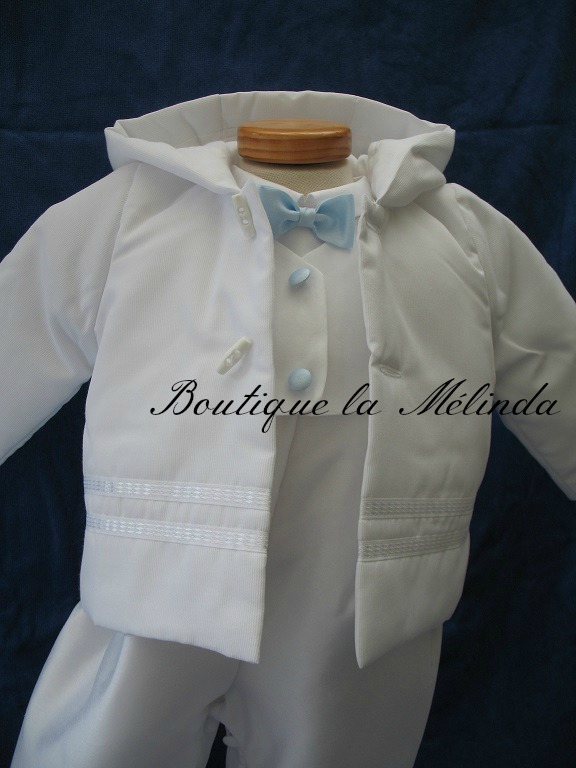 Manteau blanc cérémonie magnifique pour habiller vos habits de baptême - Réf. MANTEAUR - Boutique la Mélinda