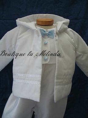 Manteau blanc cérémonie magnifique pour habiller vos habits de baptême - Réf. MANTEAUR - Boutique la Mélinda
