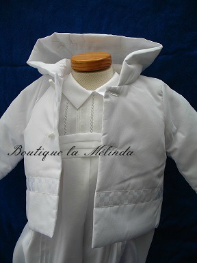 Manteau cérémonie avec capuche blanc - Manteau baptême blanc pour assortir vos tenue de cérémonie Réf. MANTEAUP - Boutique la Mélinda