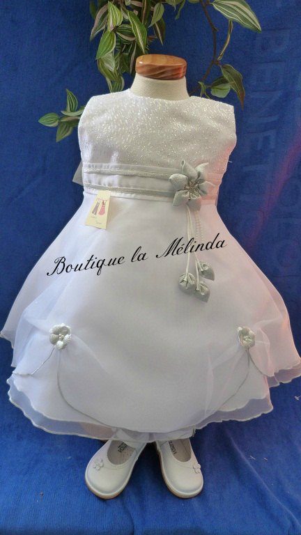 ROBE CEREMONIE BLANC ARGENTEE ELEA - BOUTIQUE LA MELINDA