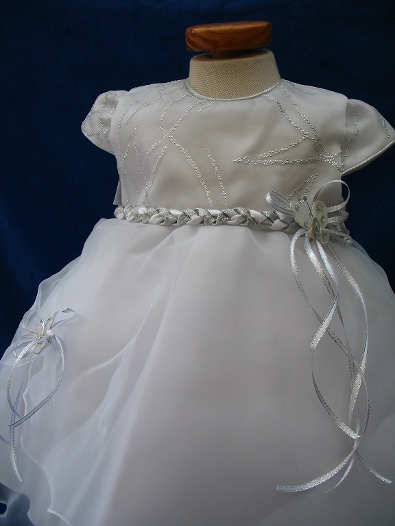 Tenue de baptême blanc papillon - Robe de cérémonie pour toute occasion manche courte Réf. EMILIE - Boutique la Mélinda